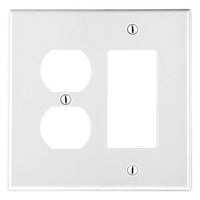 Hubbell PJ826W 2-Gang Wall Plate, 1 Duplex and 1 Decorator Configuration, White