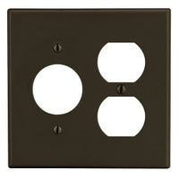 Hubbell P78 Wallplate, 2-Gang, 1-Duplex, 1.40" Opening, Brown