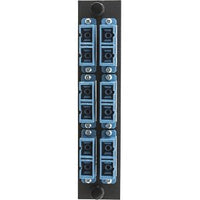 Hubbell FSPNSCDS6B Fiber Optic Panel Adapter, 12-Fiber, SC Duplex, Zircon Sleeves, Blue