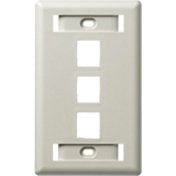Hubbell IFP13OW Single-Gang Keystone Wall Plate, 3-Port, Light Almond/Office White