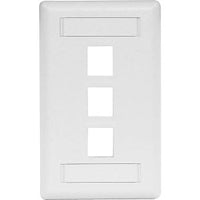 Hubbell IFP13W Phone/Data/Multimedia Face Plate, Face Plate, Rear-Loading, 3-Port, Single-Gang, White