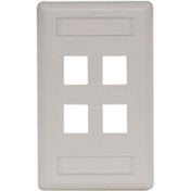Hubbell IFP14OW Single-Gang Keystone Wall Plate, 4-Port, Light Almond/Office White