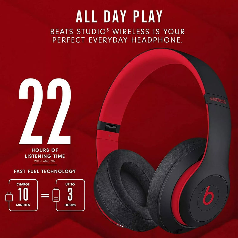 IN STOCK! Beats by Dr. Dre Beats Studio³ Wireless Noise Cancelling Headphones - Black/Red (MNET2LL/A)