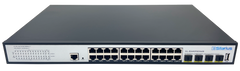 Silarius SIL-B24M3POE1G400 24 Ports 10/100/1000Mbps Gigabit Layer 3 Managed PoE+ switch with 4 Ports 10G SFP+ Uplink, 1 Console, 6KV surge protection, 400W, rack mount installation