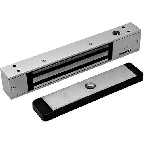 DynaLock 2511TJ-DSM 2500 Series 650 lb. Mini-Mag Single Inswing Electromagnetic Lock with Door Status Switch, Satin Aluminum