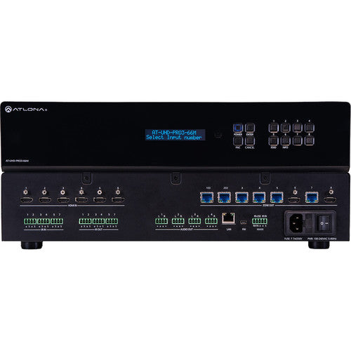 Atlona® AT-UHD-PRO3-66M 4K/UHD Dual-Distance 6x6 HDMI to HDBaseT Matrix Switcher with PoE