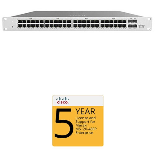 Cisco MS120-48FP Access Switch with 5-Year Enterprise License and Support