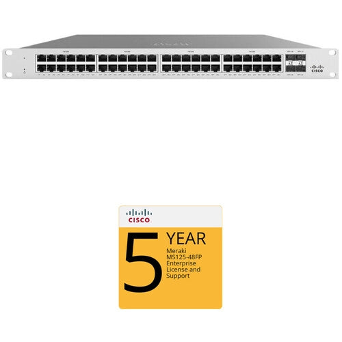 Cisco MS125-48FP Access Switch with 5-Year Enterprise License and Support