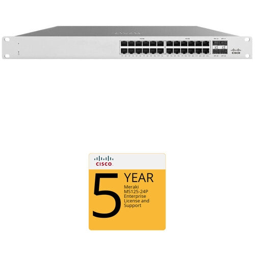 Cisco MS125-24P Access Switch with 5-Year Enterprise License and Support