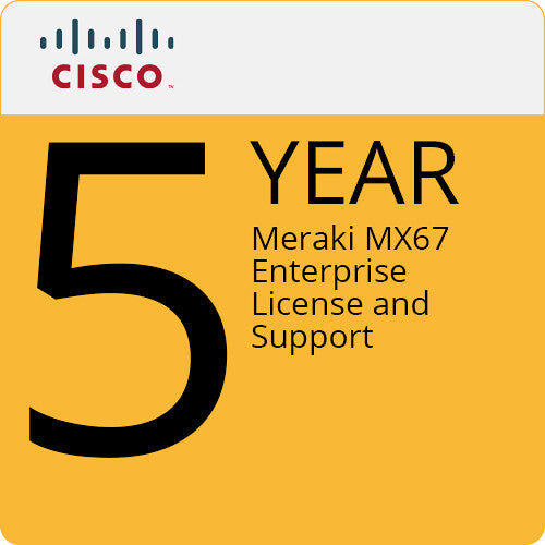 Cisco Meraki MX67 Router/Security Appliance with 5-Year Enterprise License and Support