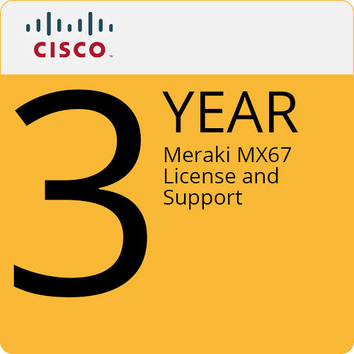 Cisco Meraki MX67 Router/Security Appliance with 3-Year Secure SD-WAN Plus License and Support