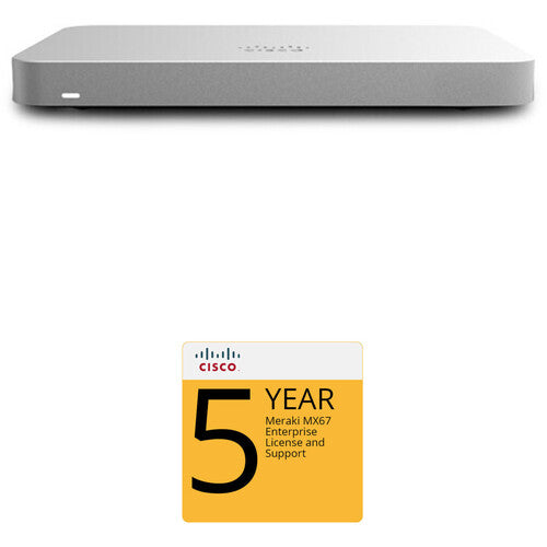 Cisco Meraki MX67 Router/Security Appliance with 5-Year Enterprise License and Support