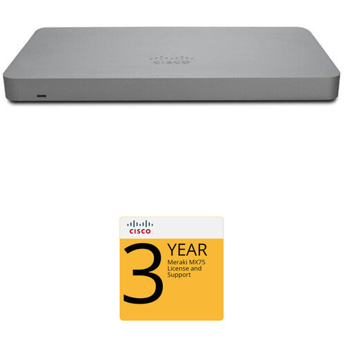 Cisco Meraki MX75 Router/Security Appliance with 3-Year Advanced Security License and Support