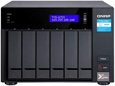 QNAP TVS-672X-i3-8G-US Desktop 6-Bay NAS/iSCSI IP-SAN i3 4-Core Processor, 8GB DDR4 RAM, 10GbE*1 (Base-T), 1GbE*2