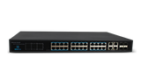 Silarius SIL-SW24POE 28 Ports POE switch with 24/100MB Ports PoE+, 4 Gigabit Uplinks, and 4 SFP Slots Uplink - 370W POE