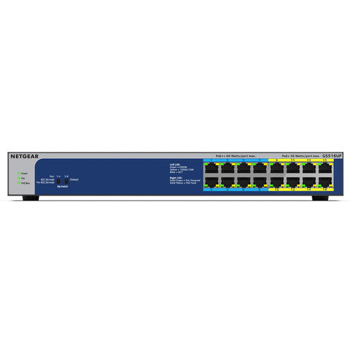 Netgear GS516UP-100NAS 16-Port Gigabit PoE++ Compliant Unmanaged Switch