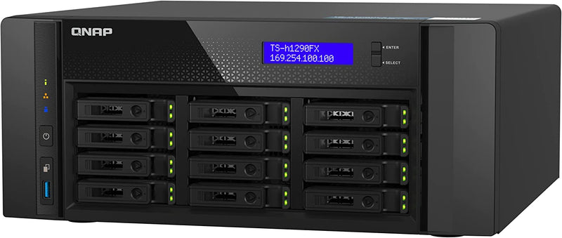 QNAP TS-h1290FX-7302P-128G-US 12 Bay U.2 NVMe/SATA All-Flash Desktop NAS Ideal for Office environments, collaborative 4K/8K Video Editing, and File Sharing