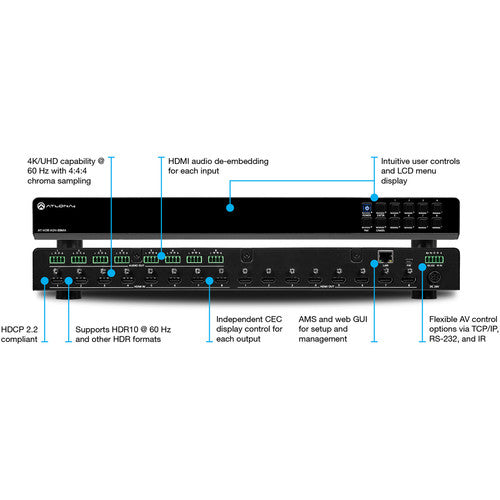 Atlona® AT-HDR-H2H-88MA 8x8 4K/UHD HDMI Matrix Switcher