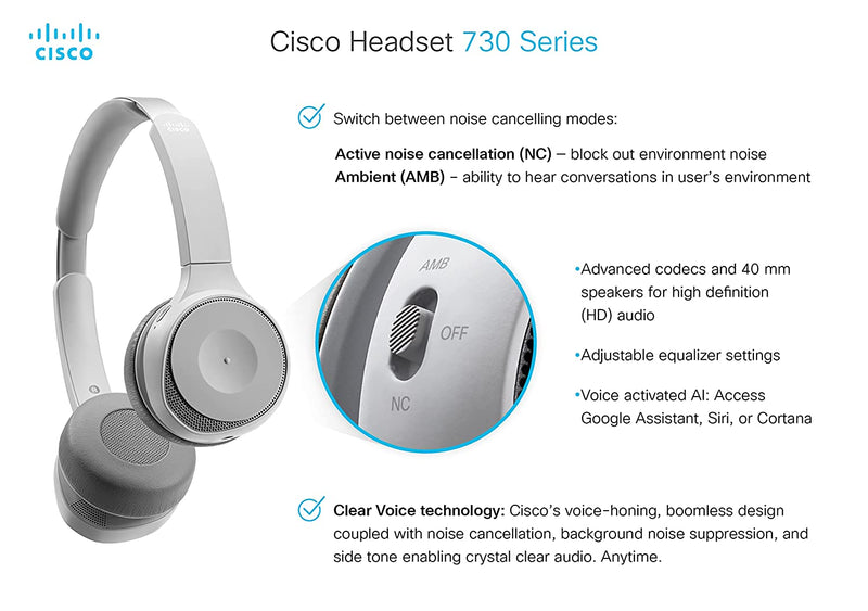 Cisco 730 Wireless Headset (Platinum)