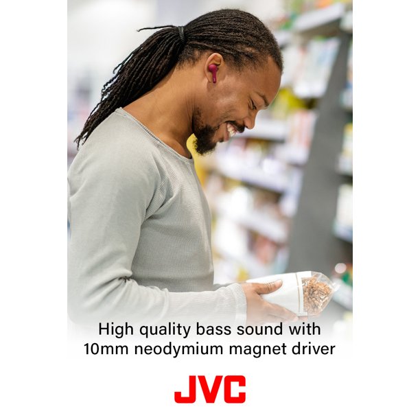 IN STOCK! JVC HA-A8TR In-Ear True Wireless Stereo Bluetooth® Earbuds with Microphone and Charging Case (Red)