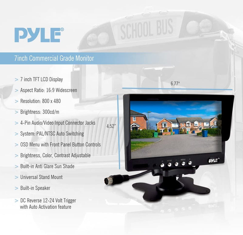 Pyle PLCMTR72 7" Commercial-Grade Weatherproof Backup Cameras & Monitor System