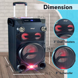 Pyle Outdoor Portable Wireless Bluetooth Karaoke PA Loud speaker - 8'' Subwoofer Sound System with DJ Lights, Rechargeable Battery, FM Radio, USB / Micro SD Reader, Microphone, Remote - PWMA335BT