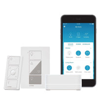 Lutron P-BDG-PKG1P Caseta Wireless Smart Lighting Lamp Dimmer Switch Starter Kit, White