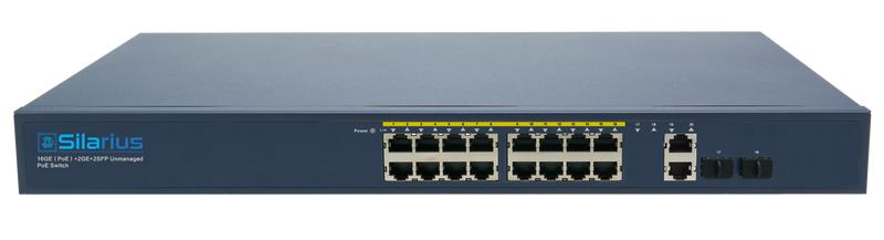 Silarius SIL-A16POE1G150 20 Ports POE+ switch with 16 Gigabit Ports PoE+, 2 Gigabit Uplinks, and 2 SFP Slots Uplink - 150W POE+