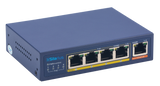 Silarius SIL-SWPP4P65 PoE Powered 5-Port Gigabit Switch with PoE Passthrough, 65W Power Budget for Powering up to 4 PoE Network Devices via Cat5e/Cat6 RJ45 Network Cables - 30W per output port