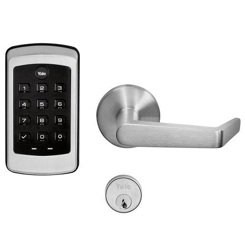 Yale AUR-NTM615-ZW2-626-RH-PARA-KR nexTouch Push Button Keypad Lever with Z-Wave, Satin Chrome