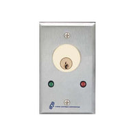 Alarm Controls MCK-6 Mortise Cylinder Key Switch Station, Single Gang, Green & Red LED, SPDT Momentary