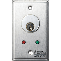 Alarm Controls MCK-6-2 Mortise Cylinder Key Switch Station, Single Gang, Green & Red LED, SPDT Alternate